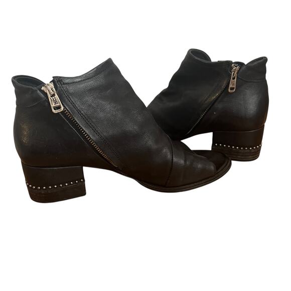 A.S. 98 Black Leather Peep Toe Shoe Booties Size 41 EU - Picture 3 of 10